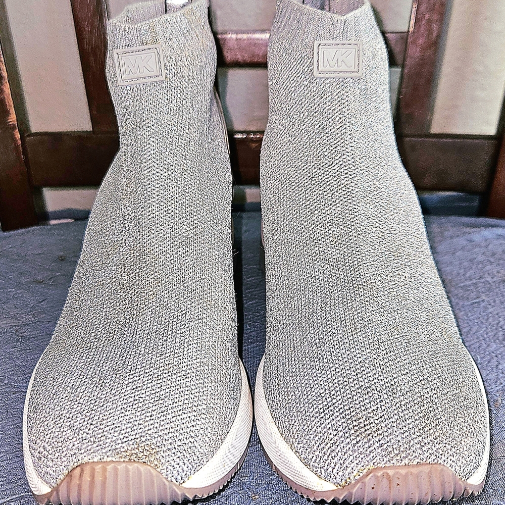 Michael Kors Silver Skyler Stretch-Knit Sock Sneaker